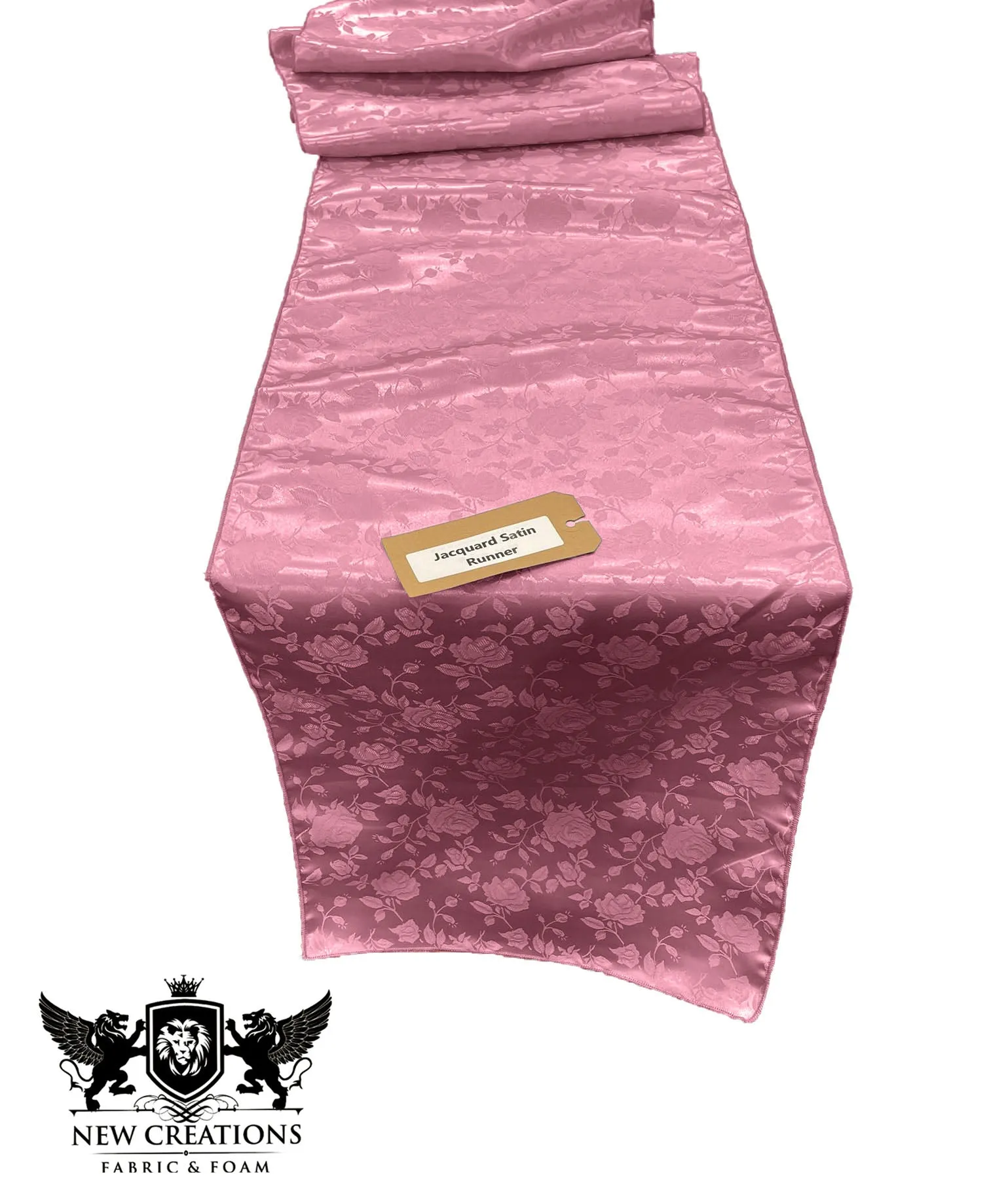 Jacquard Satin Roses Runner, Party Supply / Wedding / Decoration (14" Wide x 72" Long).