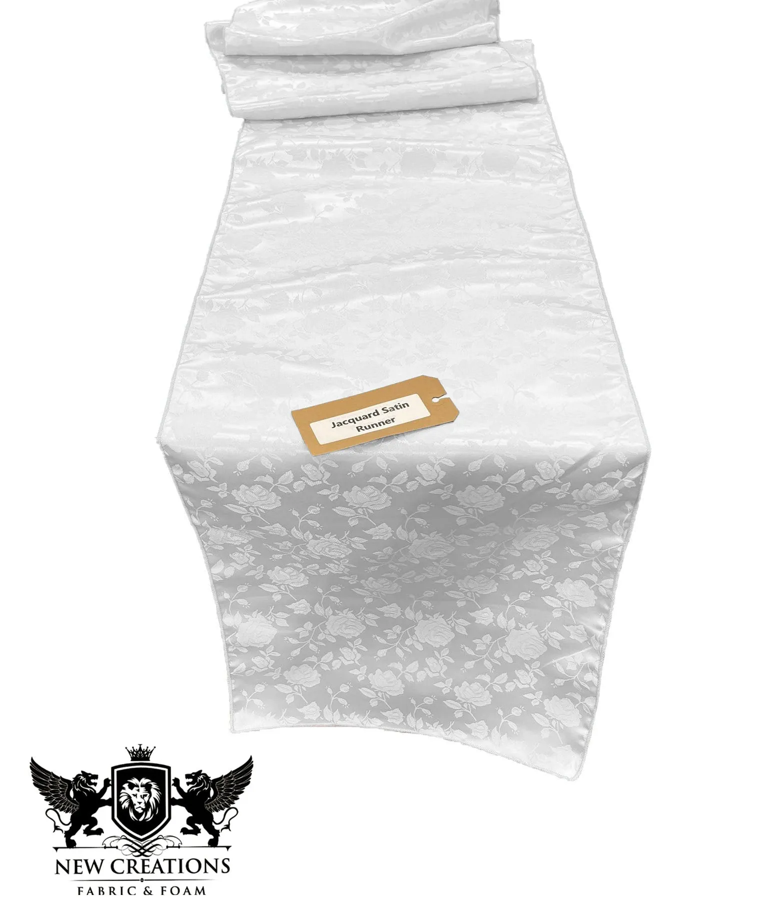 Jacquard Satin Roses Runner, Party Supply / Wedding / Decoration (14" Wide x 72" Long).
