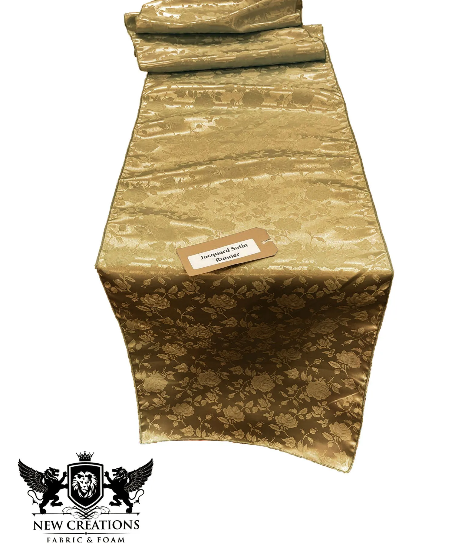 Jacquard Satin Roses Runner, Party Supply / Wedding / Decoration (14" Wide x 72" Long).