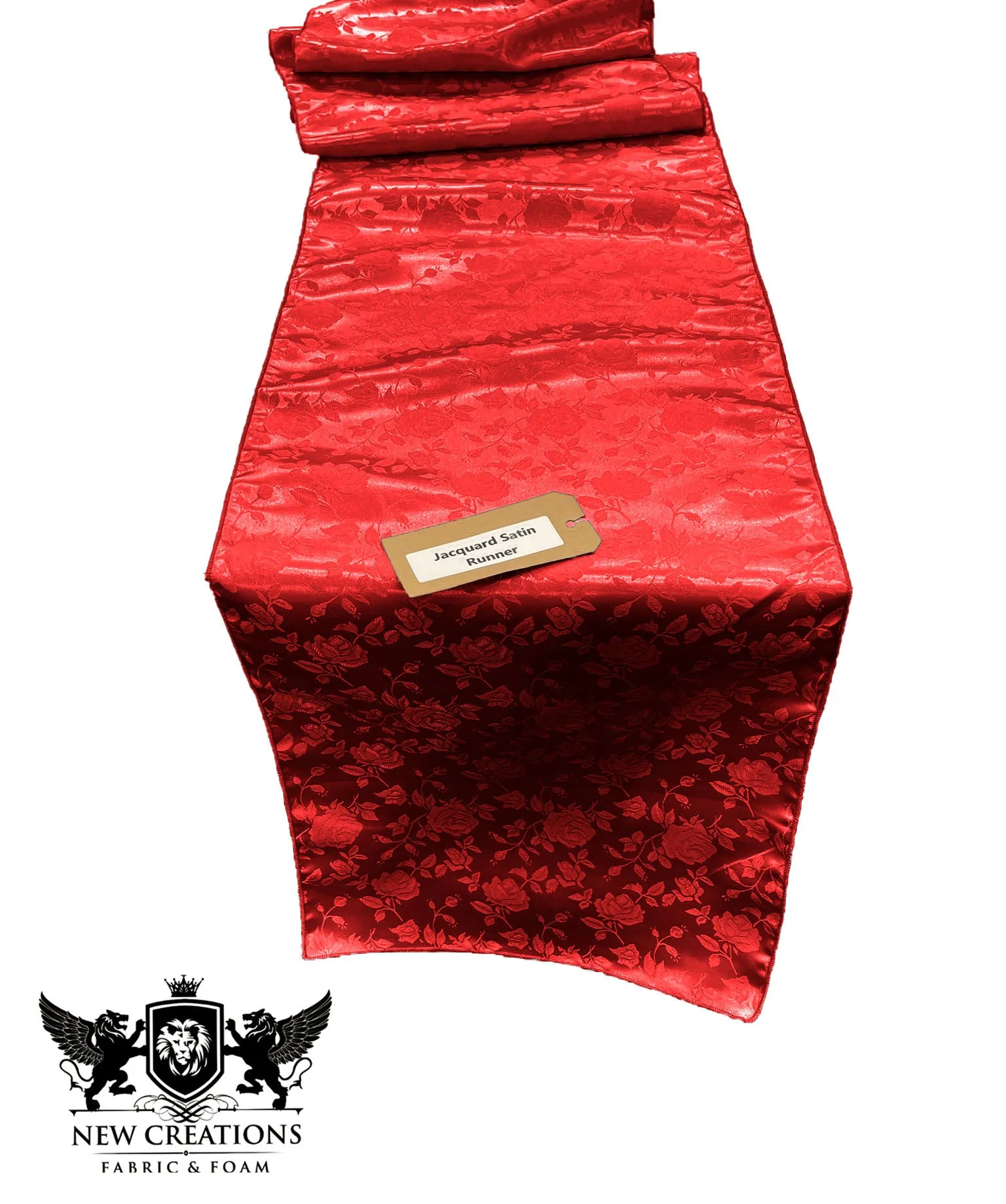 Jacquard Satin Roses Runner, Party Supply / Wedding / Decoration (14" Wide x 72" Long).
