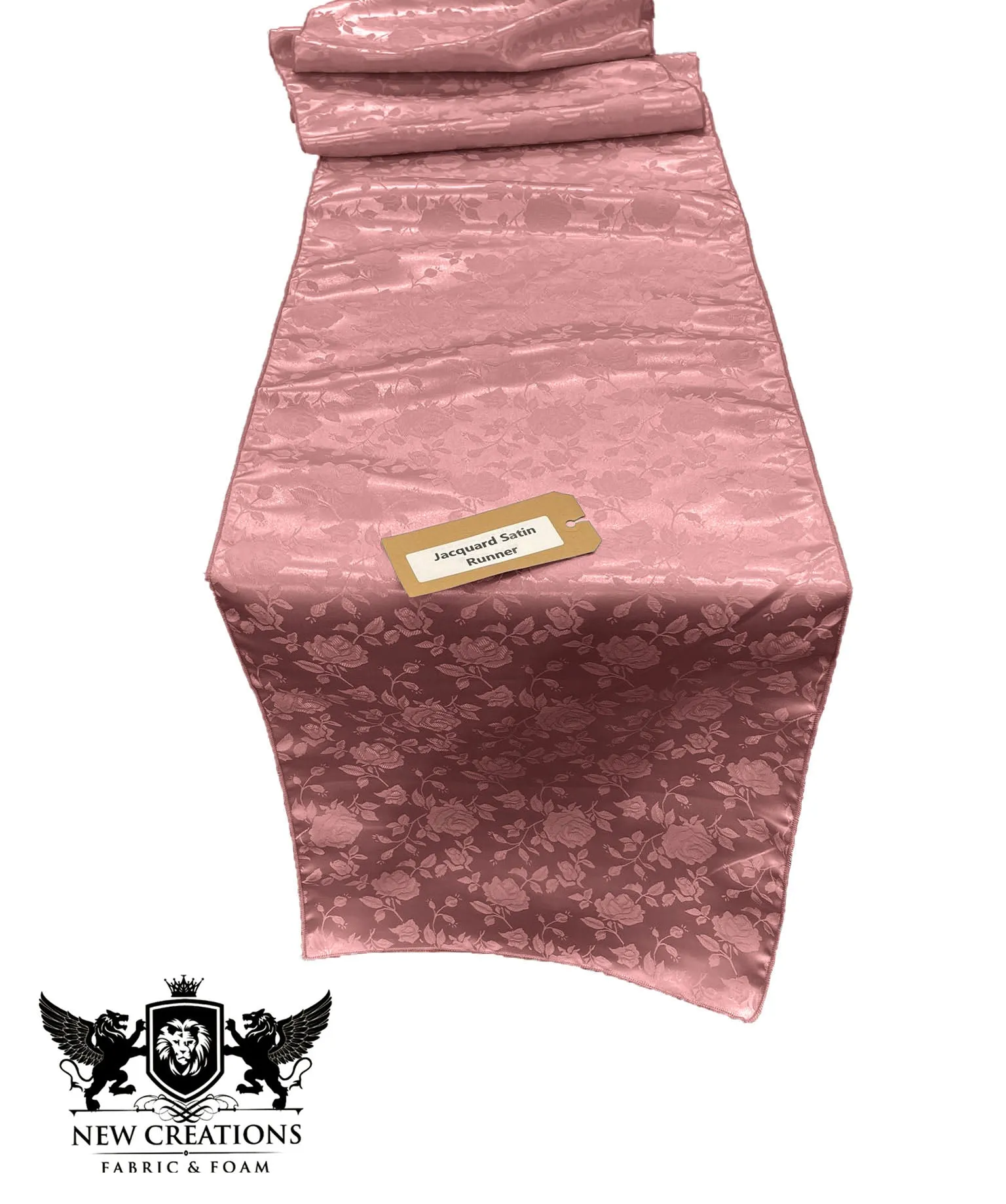Jacquard Satin Roses Runner, Party Supply / Wedding / Decoration (14" Wide x 72" Long).