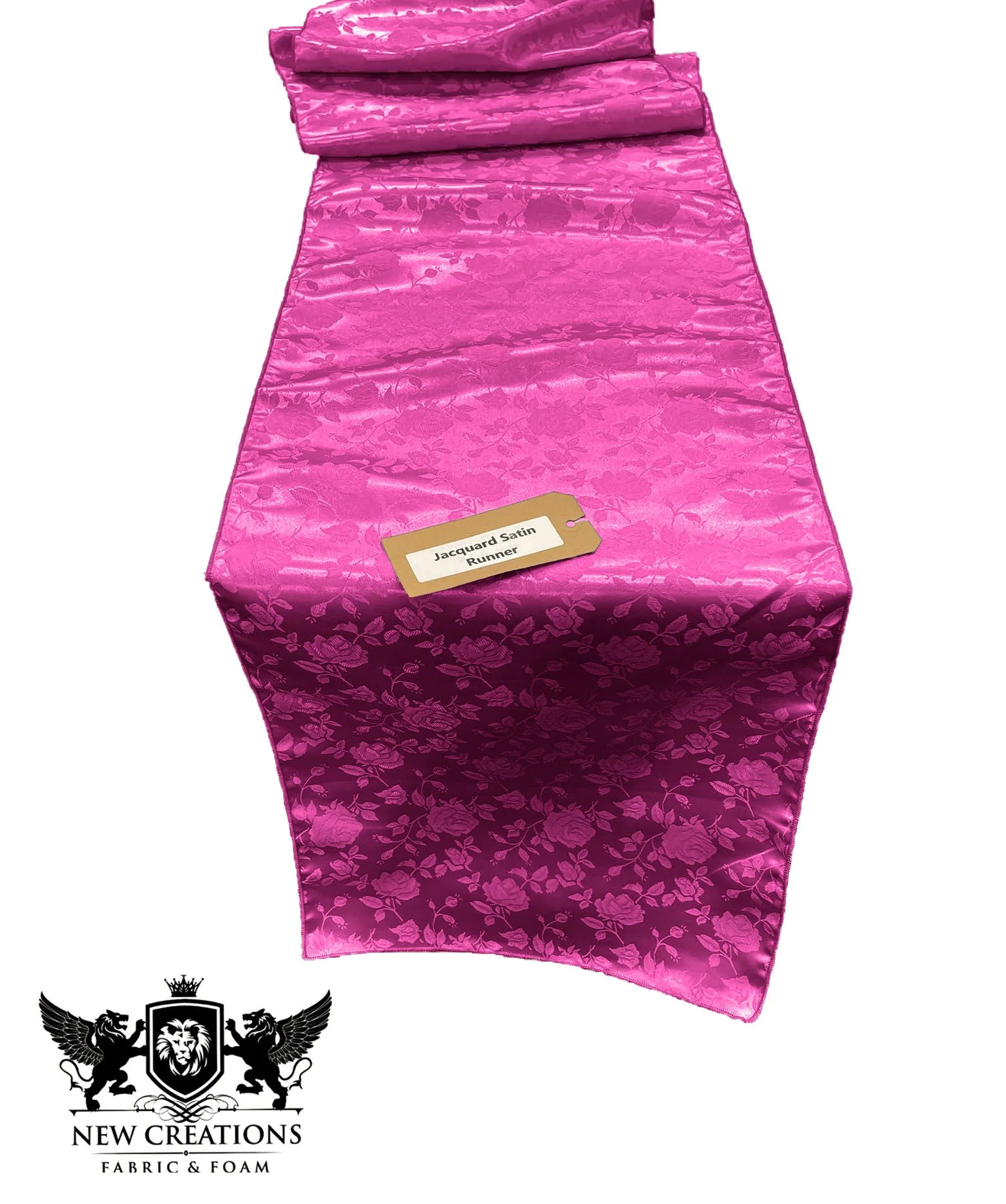 Jacquard Satin Roses Runner, Party Supply / Wedding / Decoration (14" Wide x 72" Long).