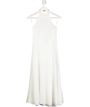 Karen Millen White Halter Neck Pleated Maxi Dress UK 8