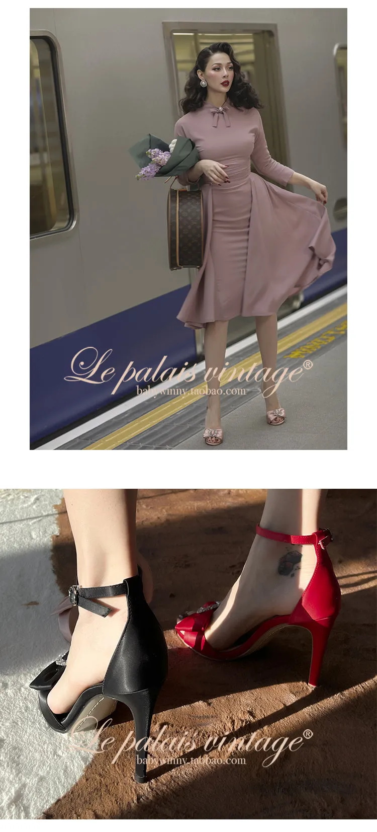 Le palais vintage original silk-satin bows and sparkling diamond heels - Minti
