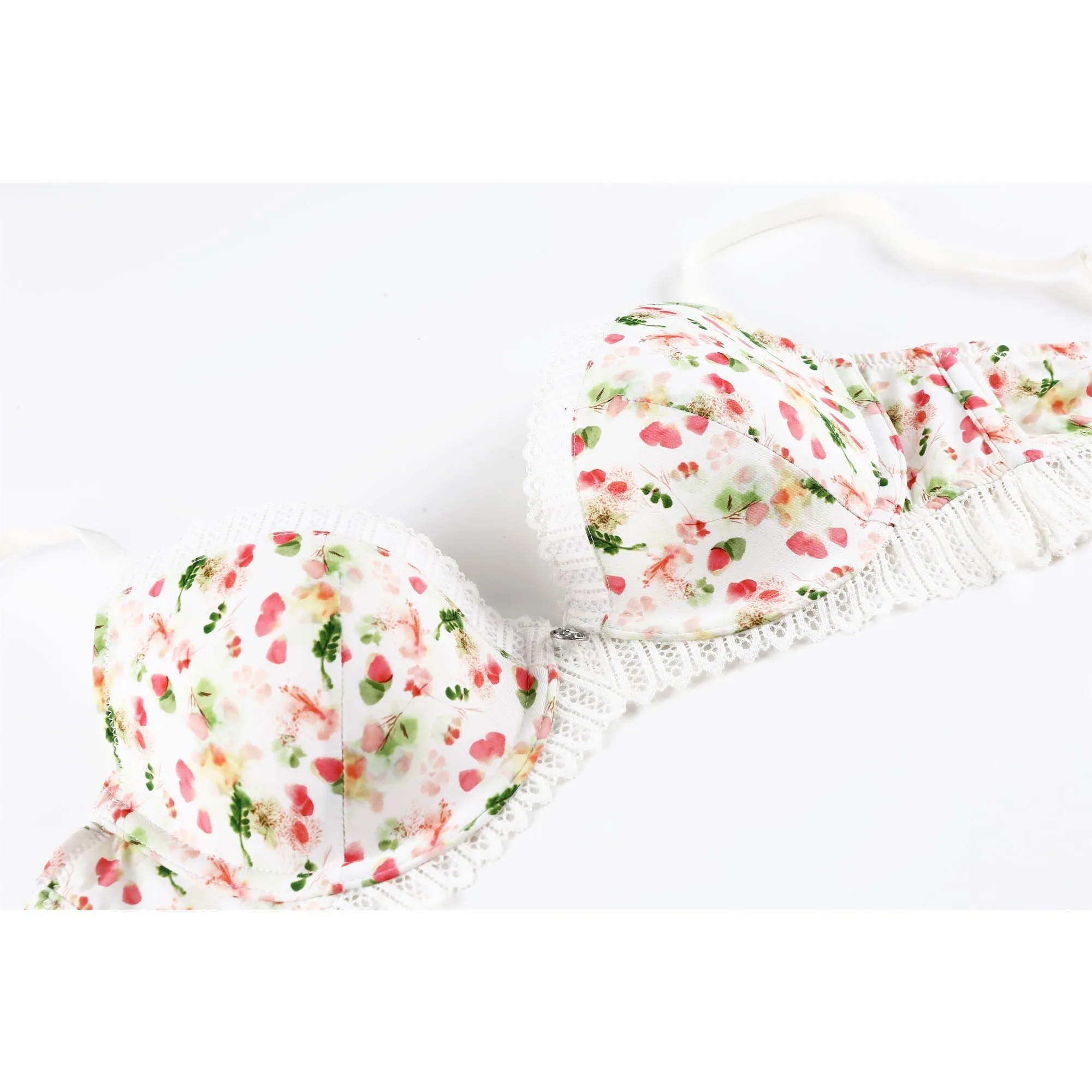 MELANIE Printed Plunge Lace Molded Padded Demi Bra