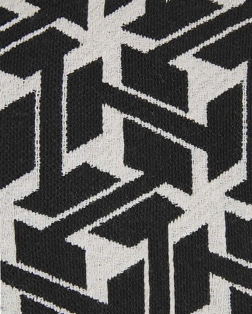 Monochrome Cotton Jacquard Printed Cushion Cover | Single