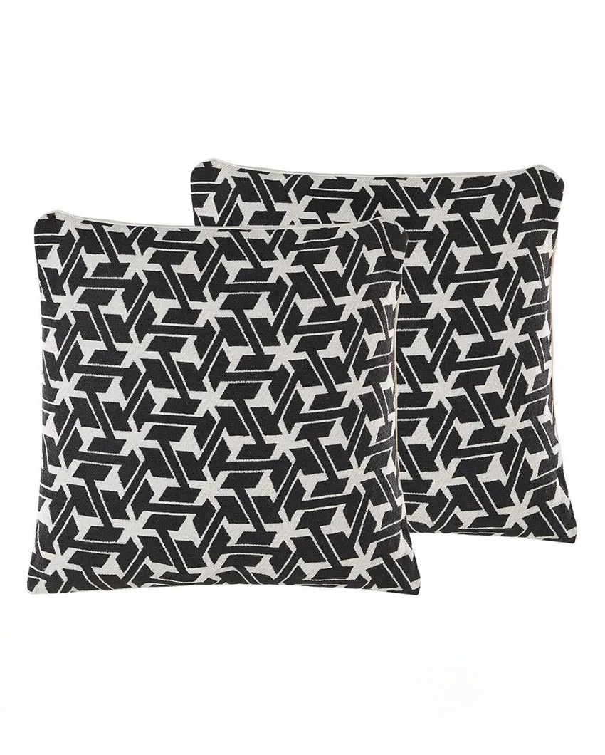Monochrome Cotton Jacquard Printed Cushion Cover | Single