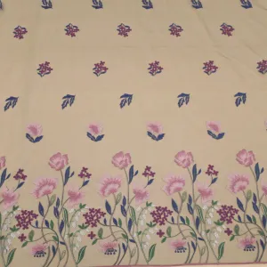 Navy Tulle with Lilac Floral Embroidered Fabric