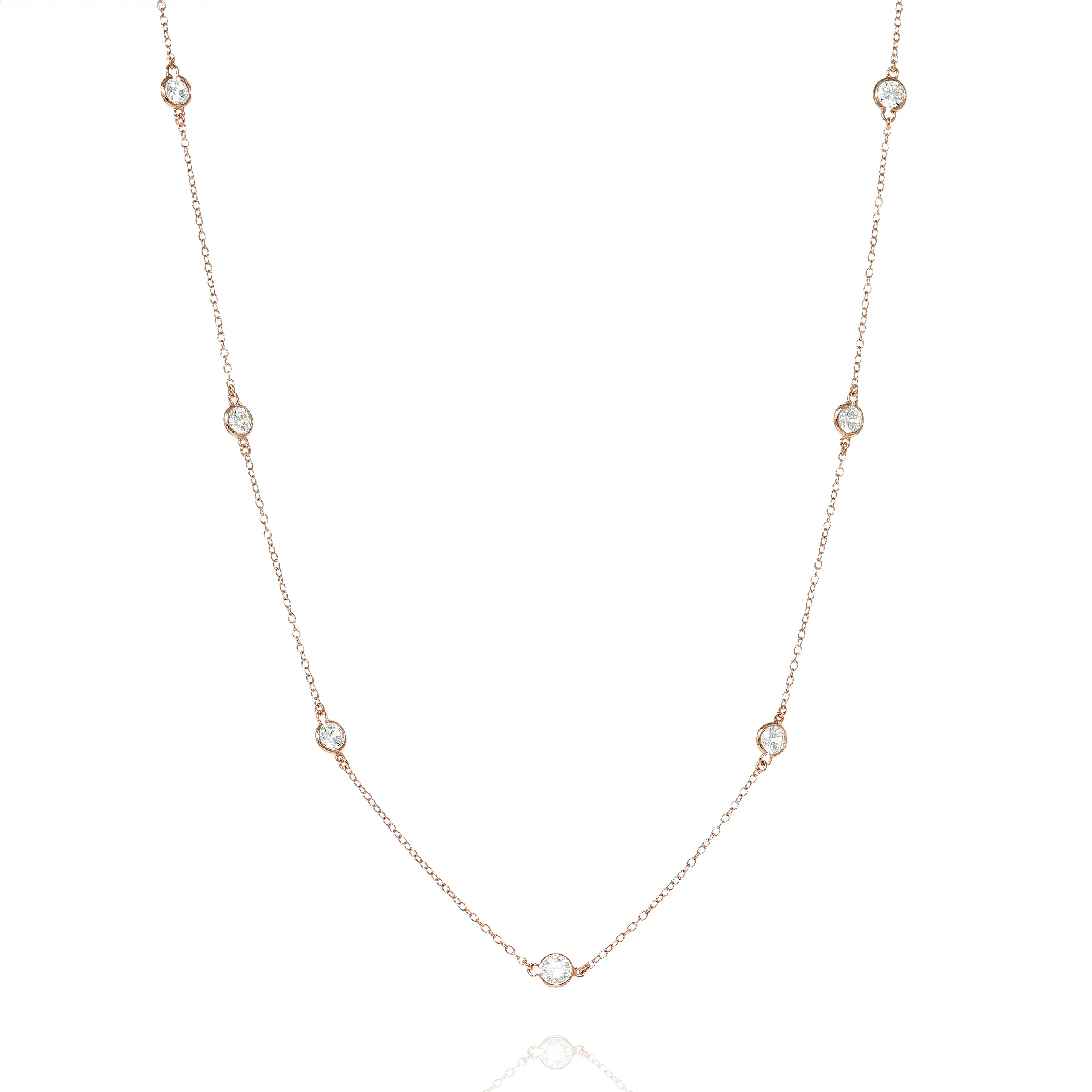 NK-80/R - Short Chain Necklace with Cubic Zirconia
