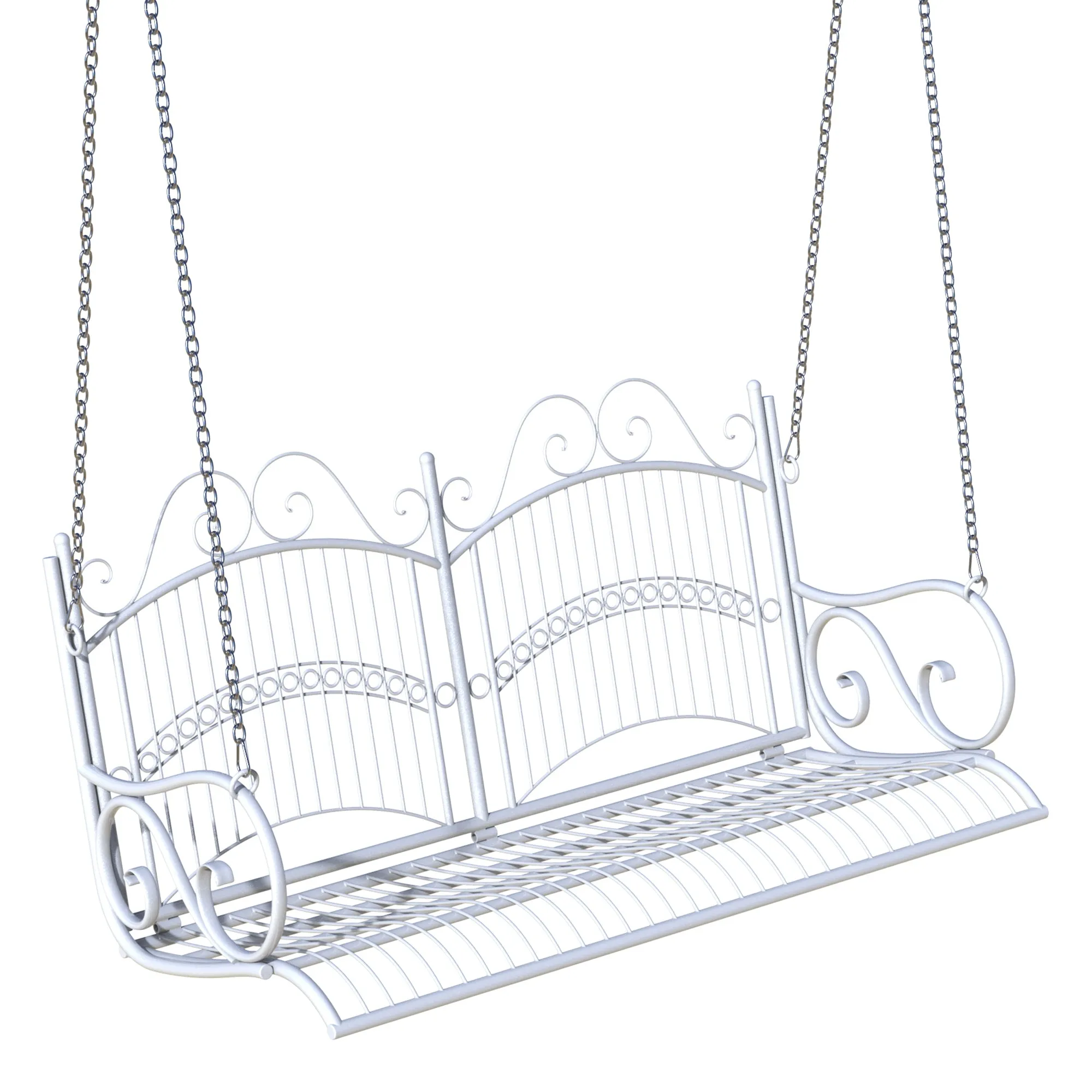 Outsunny Outdoor Garden Solid Metal 2 Seat Swing Chair Hanging Hammock White