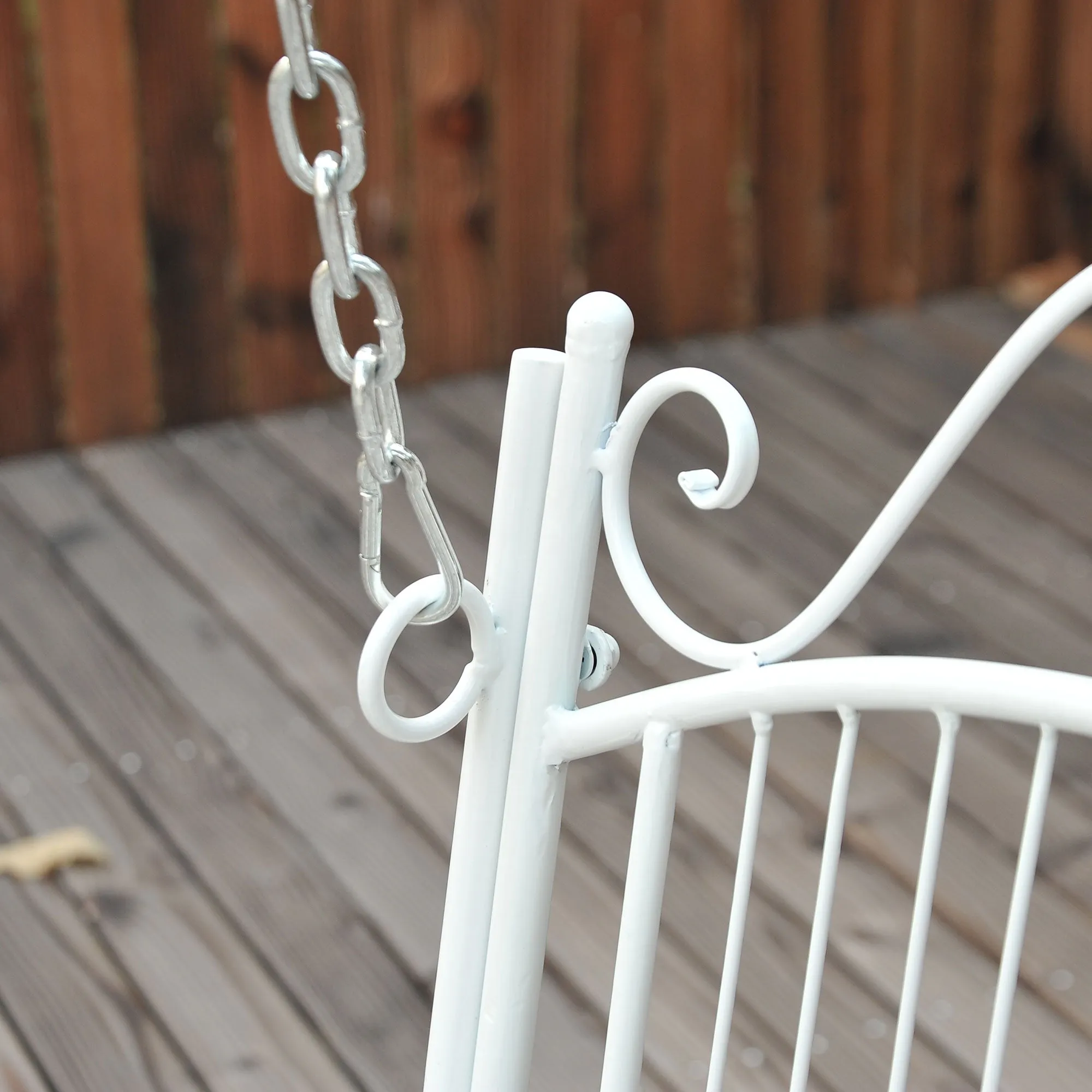 Outsunny Outdoor Garden Solid Metal 2 Seat Swing Chair Hanging Hammock White