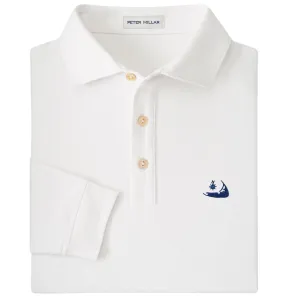 Peter Millar Lyons Performance Long-Sleeve Polo-White with Nantucket Logo