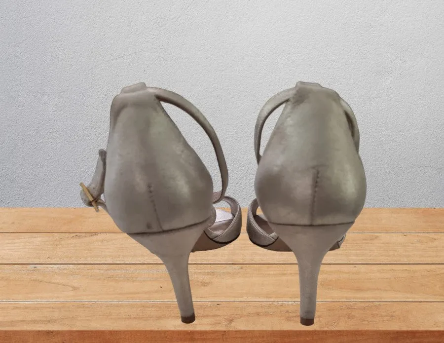 Phase Eight Leather Champagne Bronte Sandals UK 8  US 10.5 EU 42