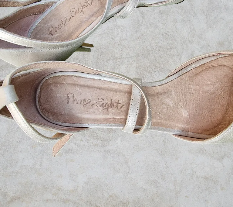 Phase Eight Leather Champagne Bronte Sandals UK 8  US 10.5 EU 42