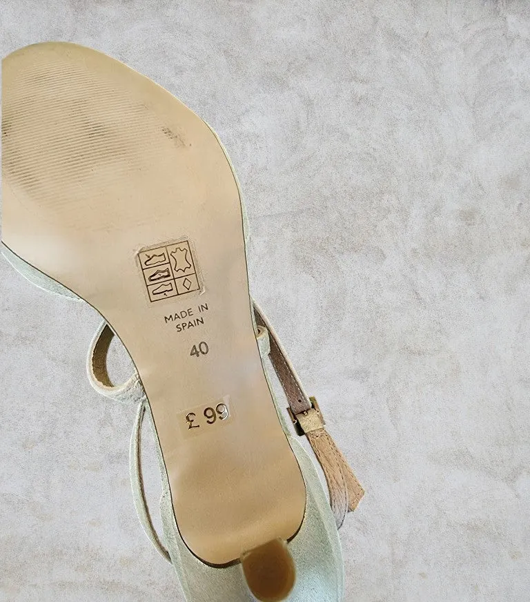 Phase Eight Leather Champagne Bronte Sandals UK 8  US 10.5 EU 42