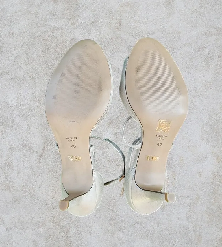 Phase Eight Leather Champagne Bronte Sandals UK 8  US 10.5 EU 42