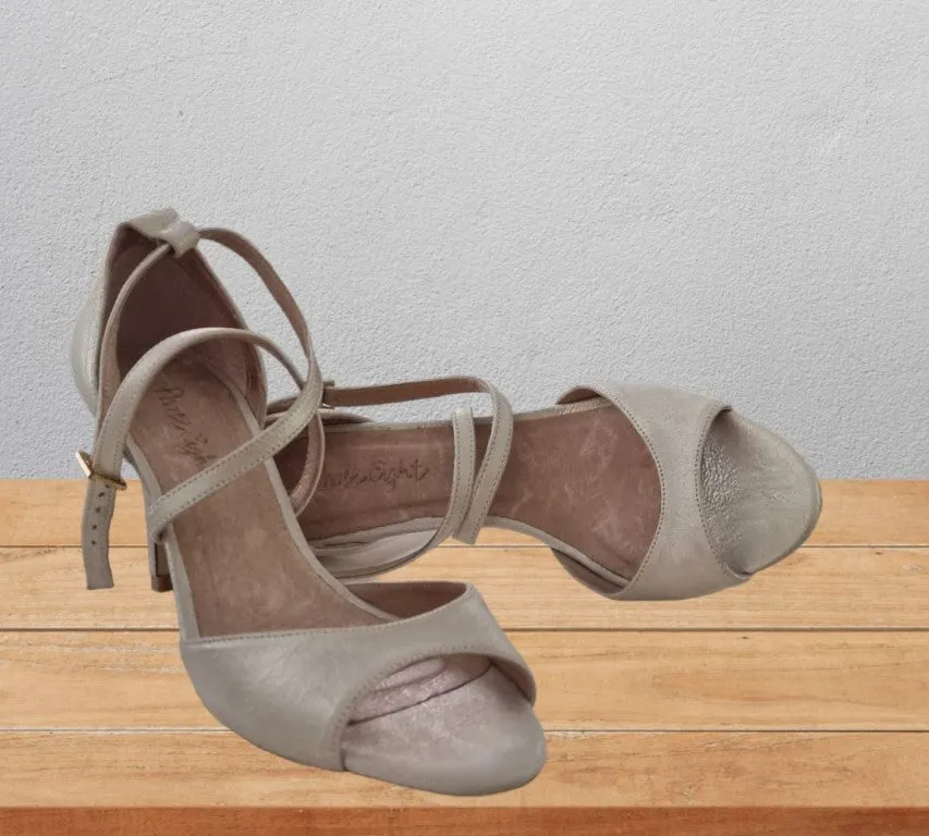 Phase Eight Leather Champagne Bronte Sandals UK 8  US 10.5 EU 42
