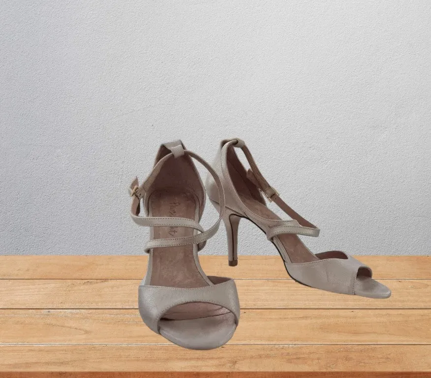 Phase Eight Leather Champagne Bronte Sandals UK 8  US 10.5 EU 42