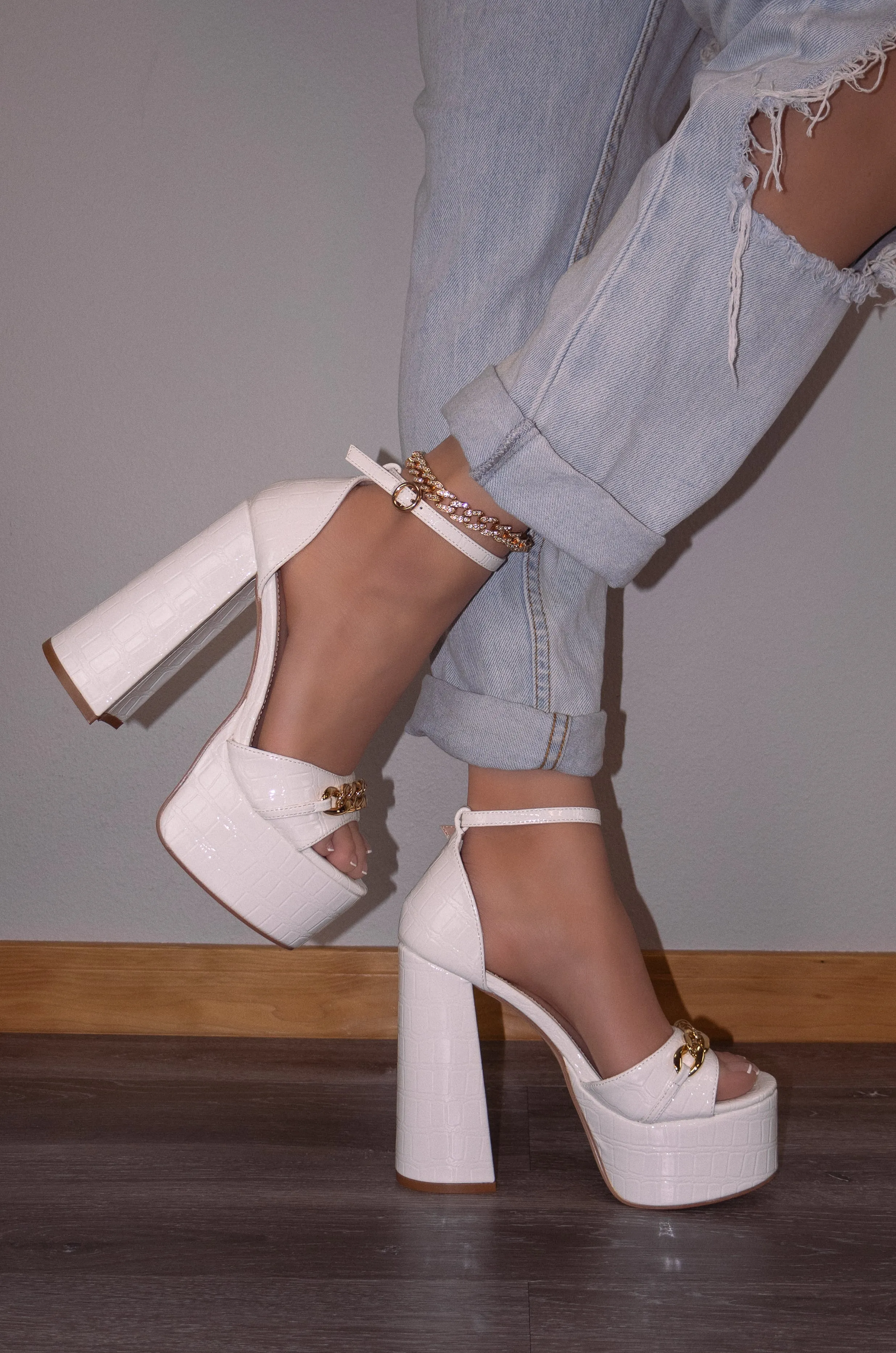 Rebecca - Ankle Strap Platform Block High Heels