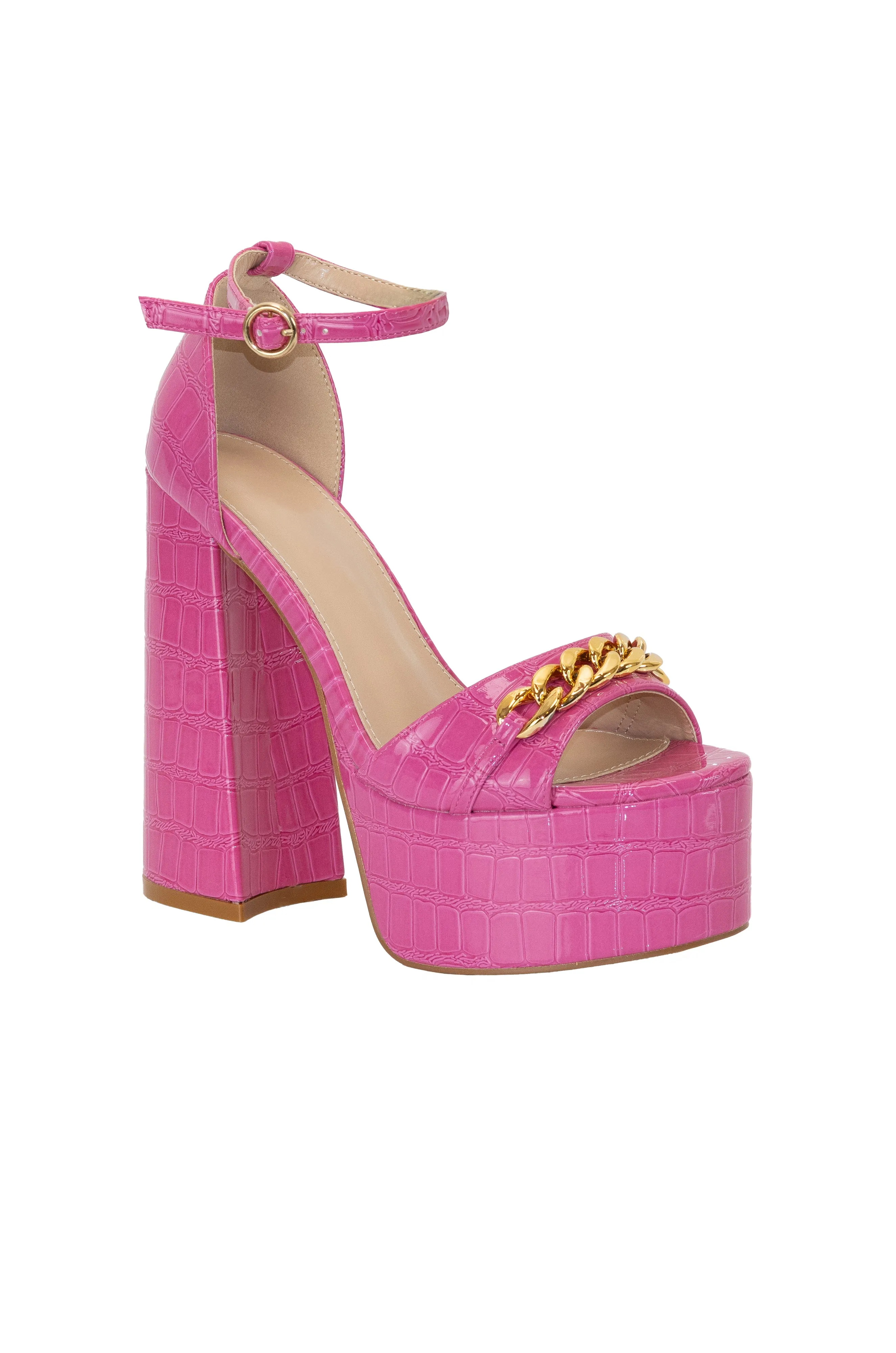 Rebecca - Ankle Strap Platform Block High Heels