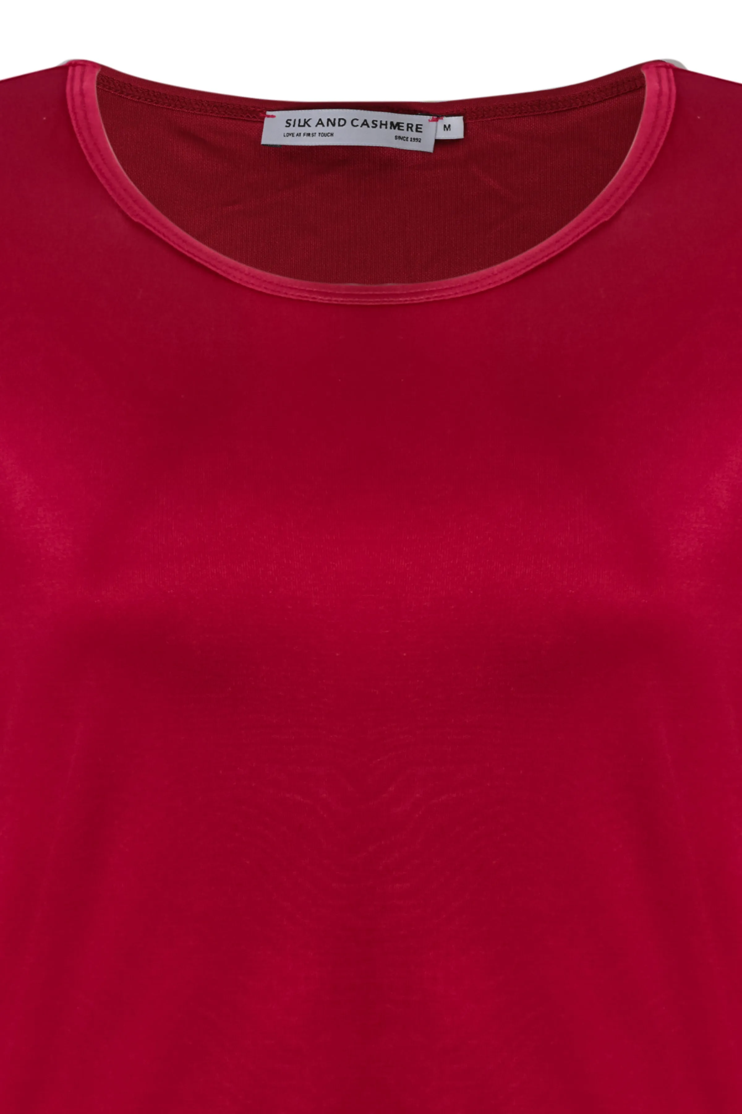 Red Marina Silk Round Neck Short Sleeve T-Shirt