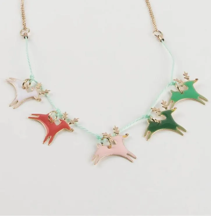 Reindeer Enamel Necklace