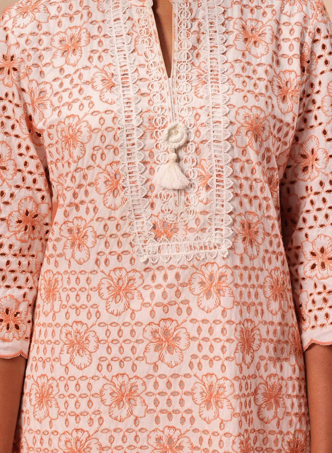 Saira Peach Embroidered Rayon Kurta Set For Women