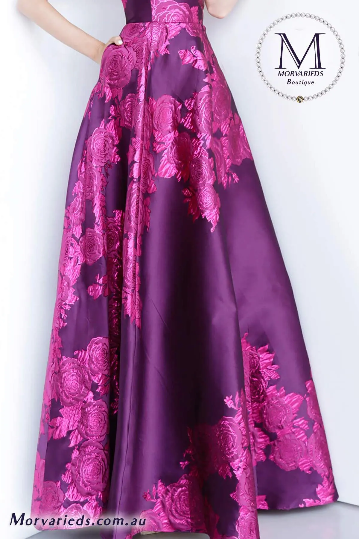 Satin Strapless A-line Slit Gown by Jovani 02038