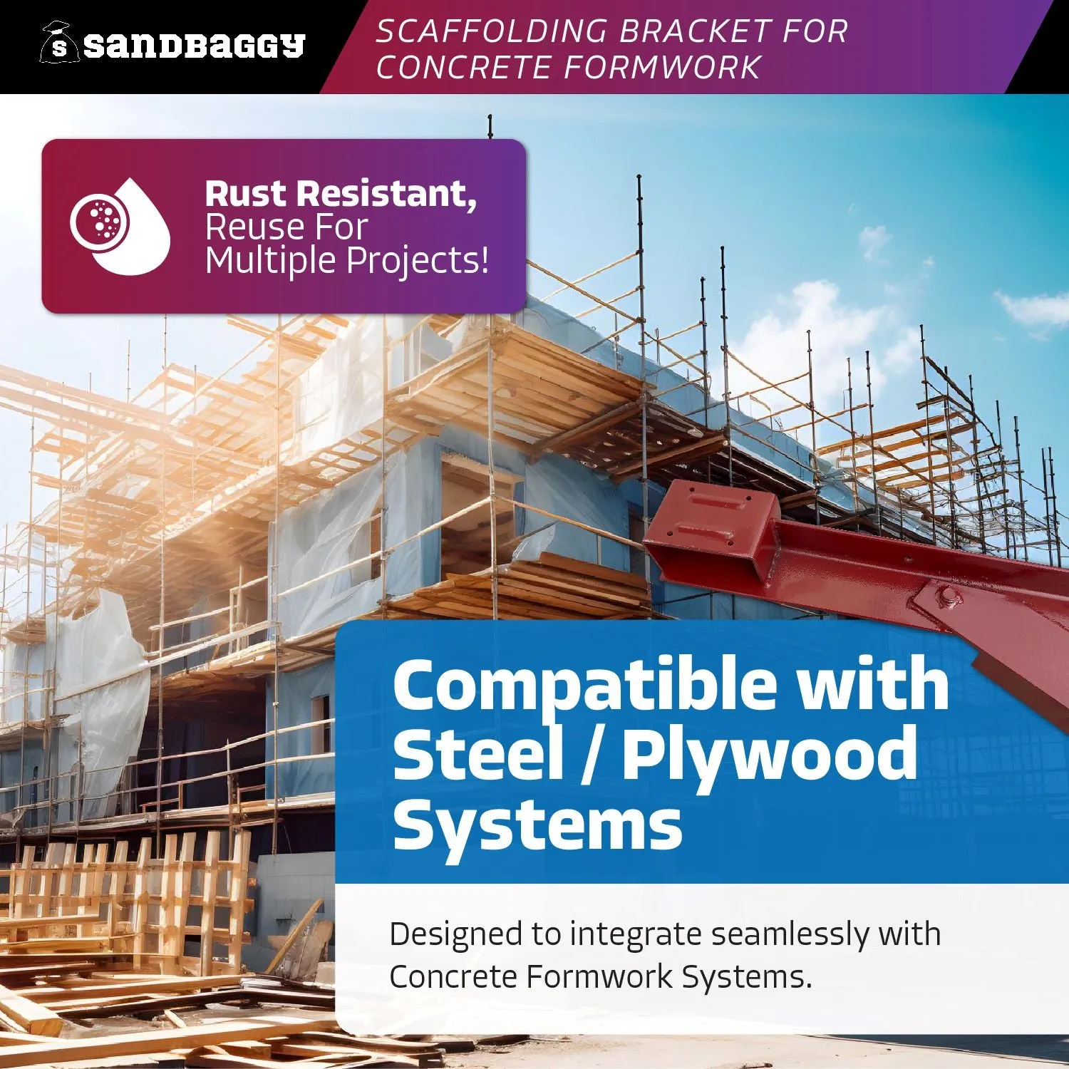 Scaffold Bracket for Concrete Formwork Systems (S-Wedge Attached)