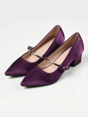 Shiny Block Heels - Purple