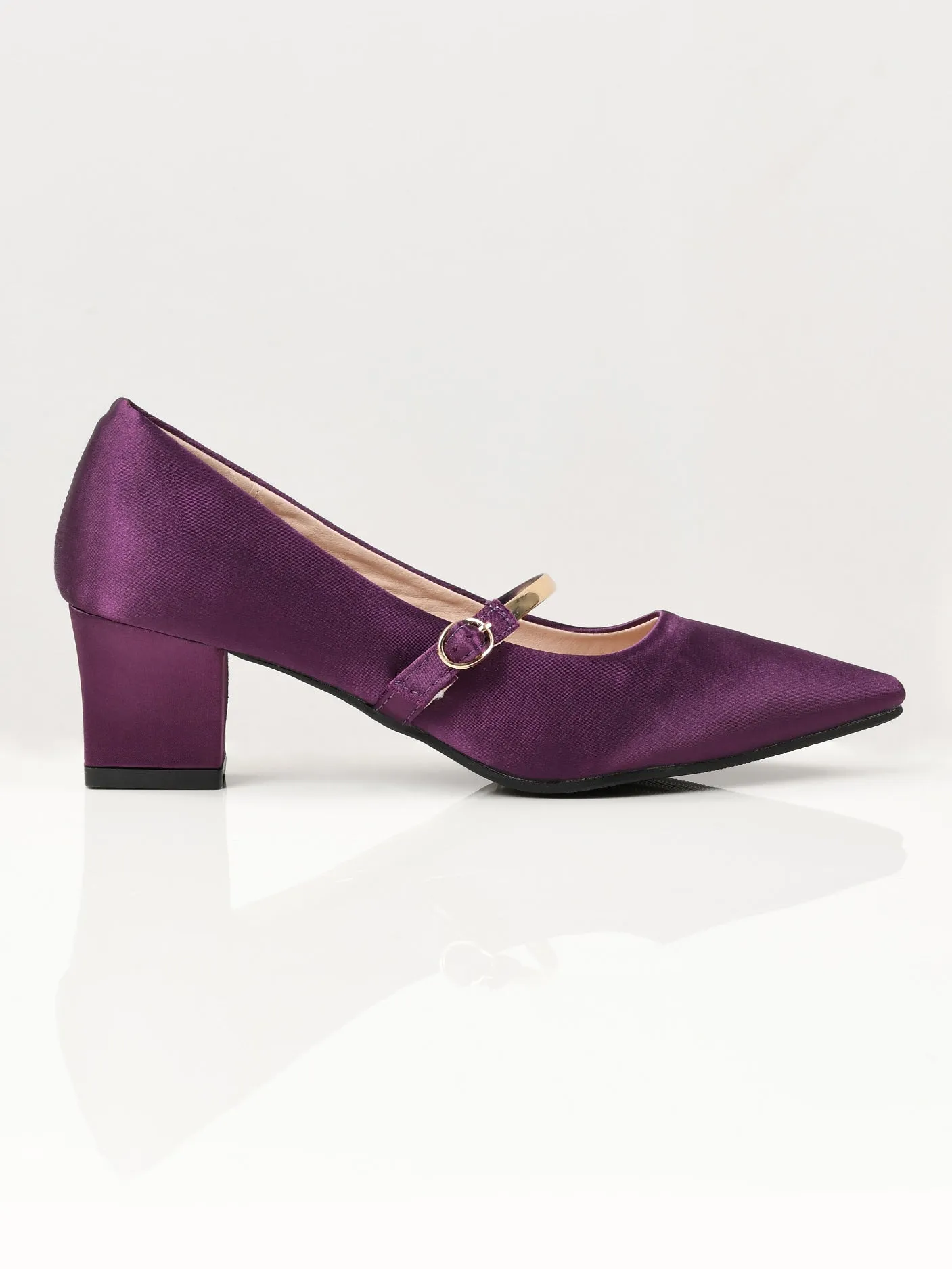 Shiny Block Heels - Purple