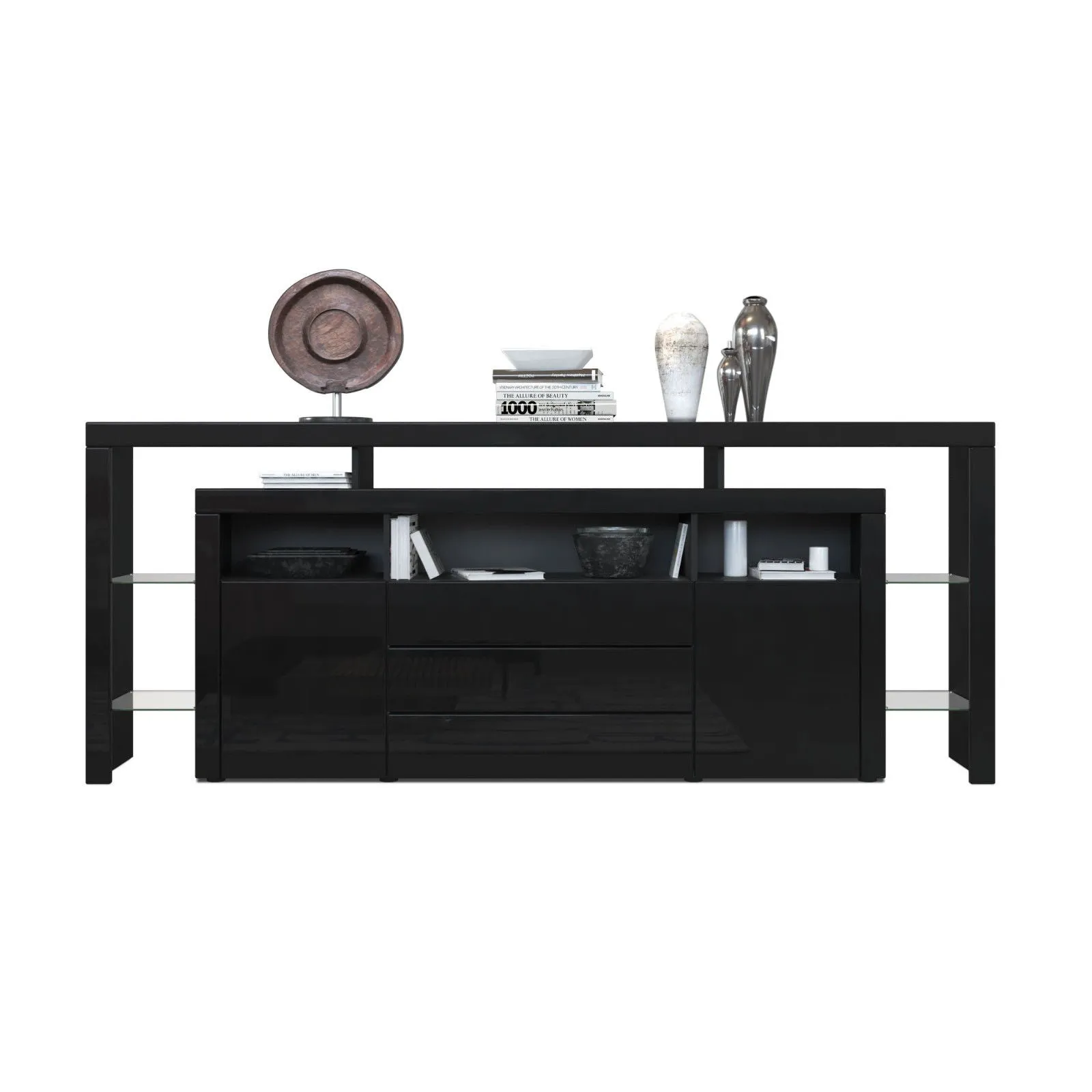 Sideboard Rosario - Black High Gloss / Black High Gloss
