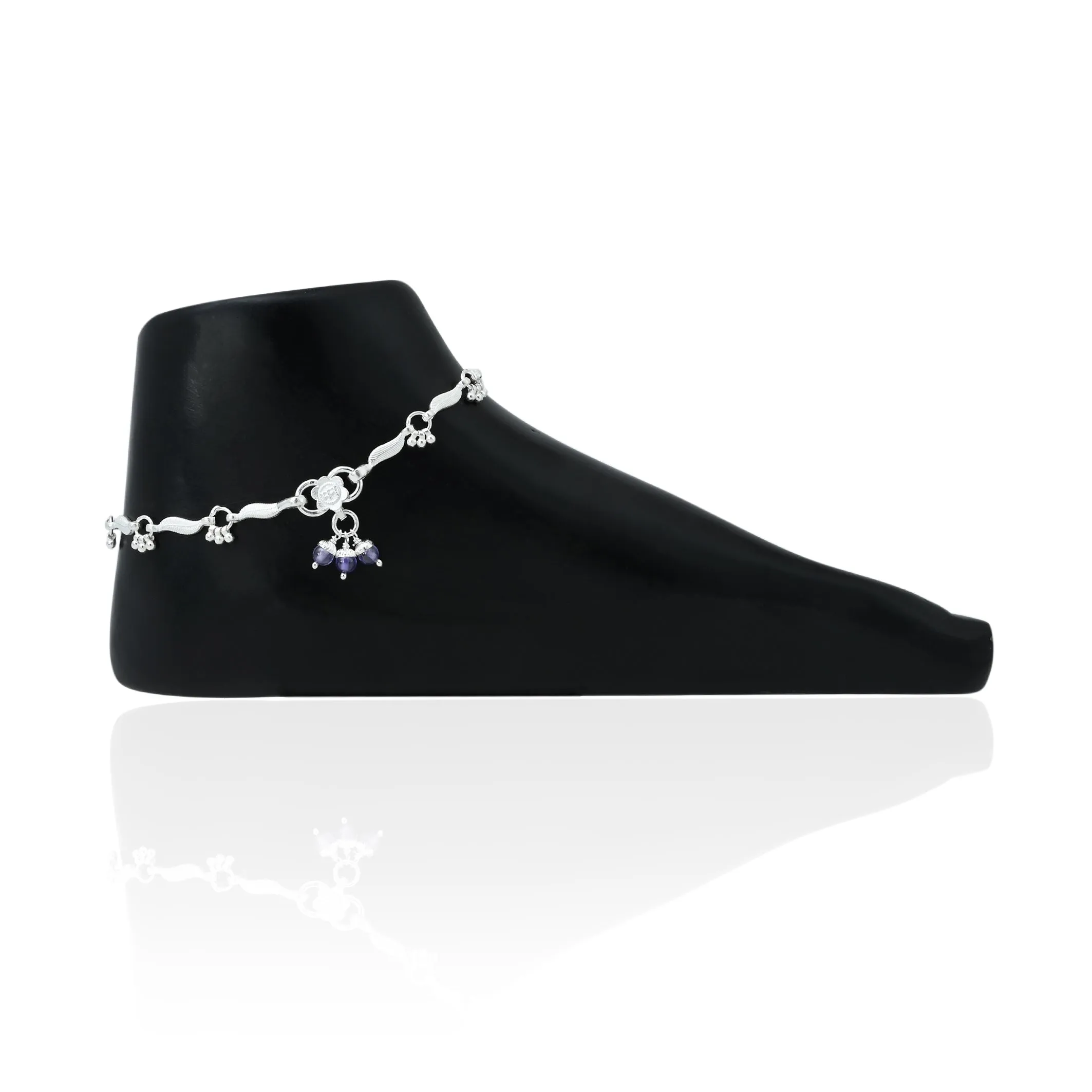 Silver Glamorous Spin Beads Anklet