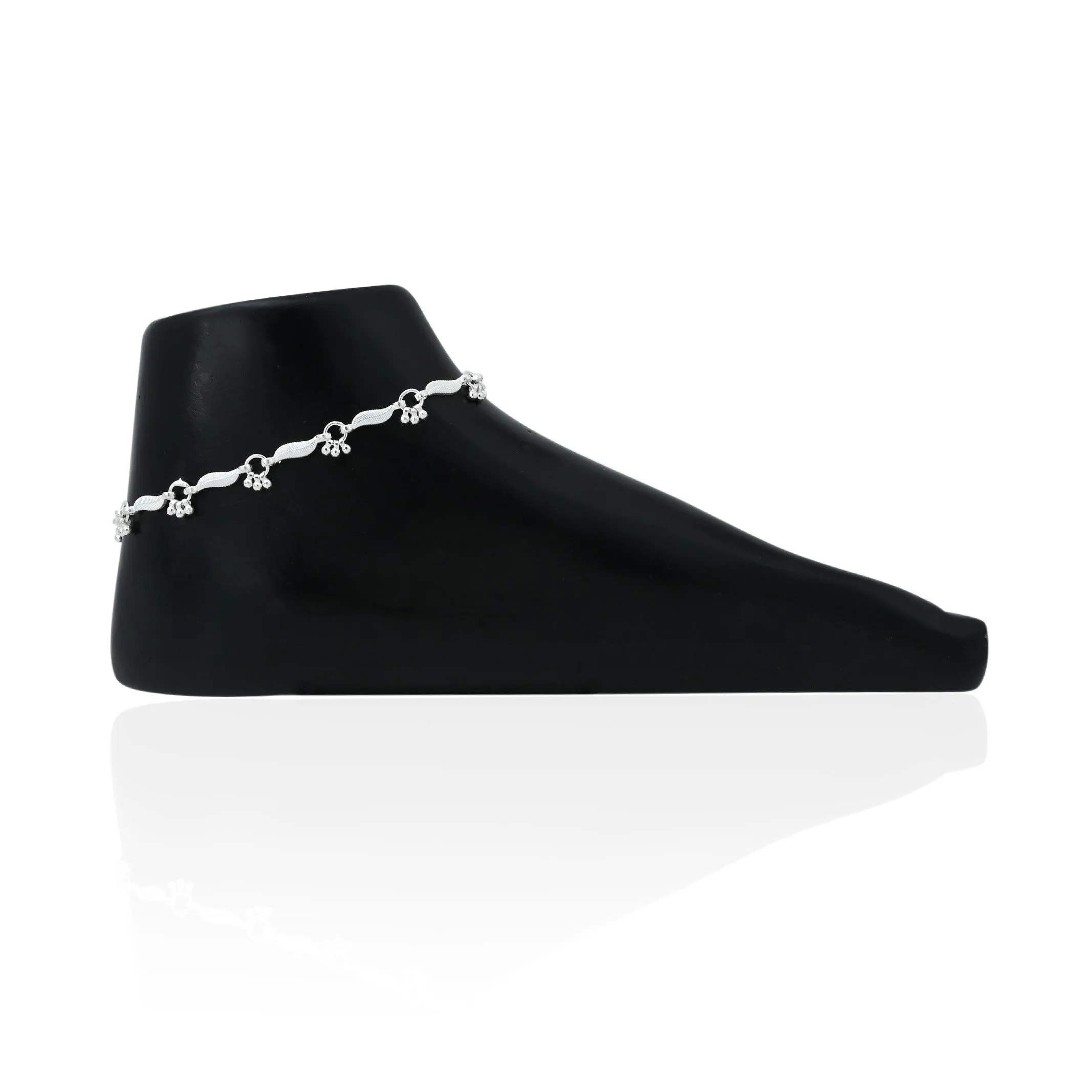 Silver Glamorous Spin Beads Anklet
