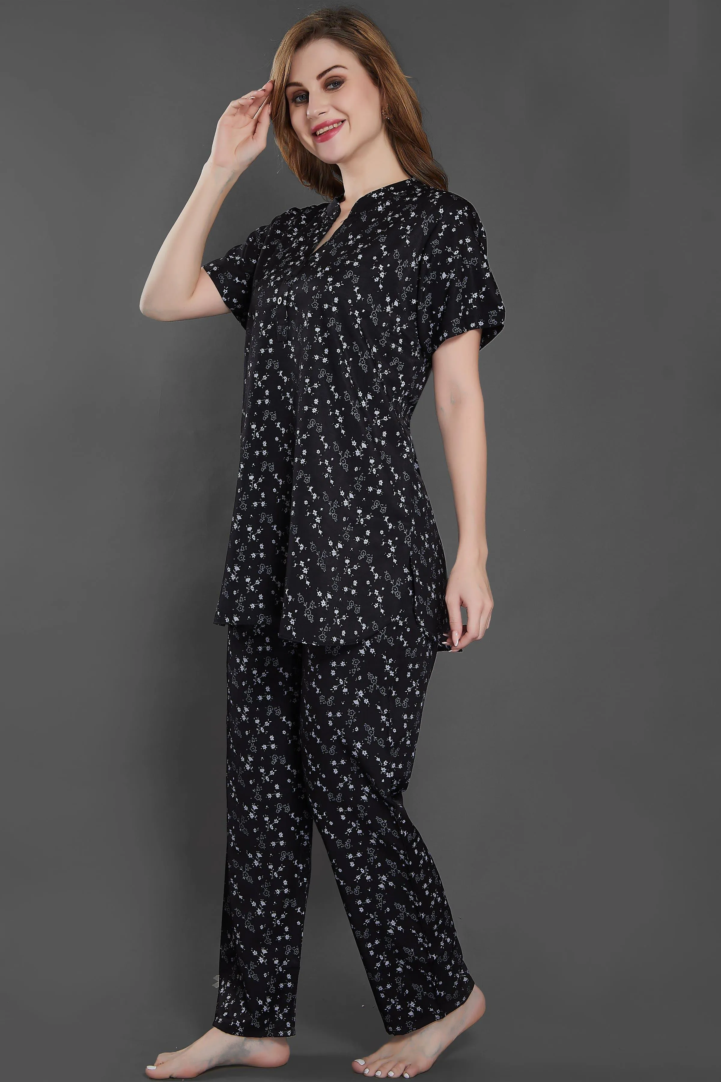 Velure Blooms Print Kurti Style Night Suit