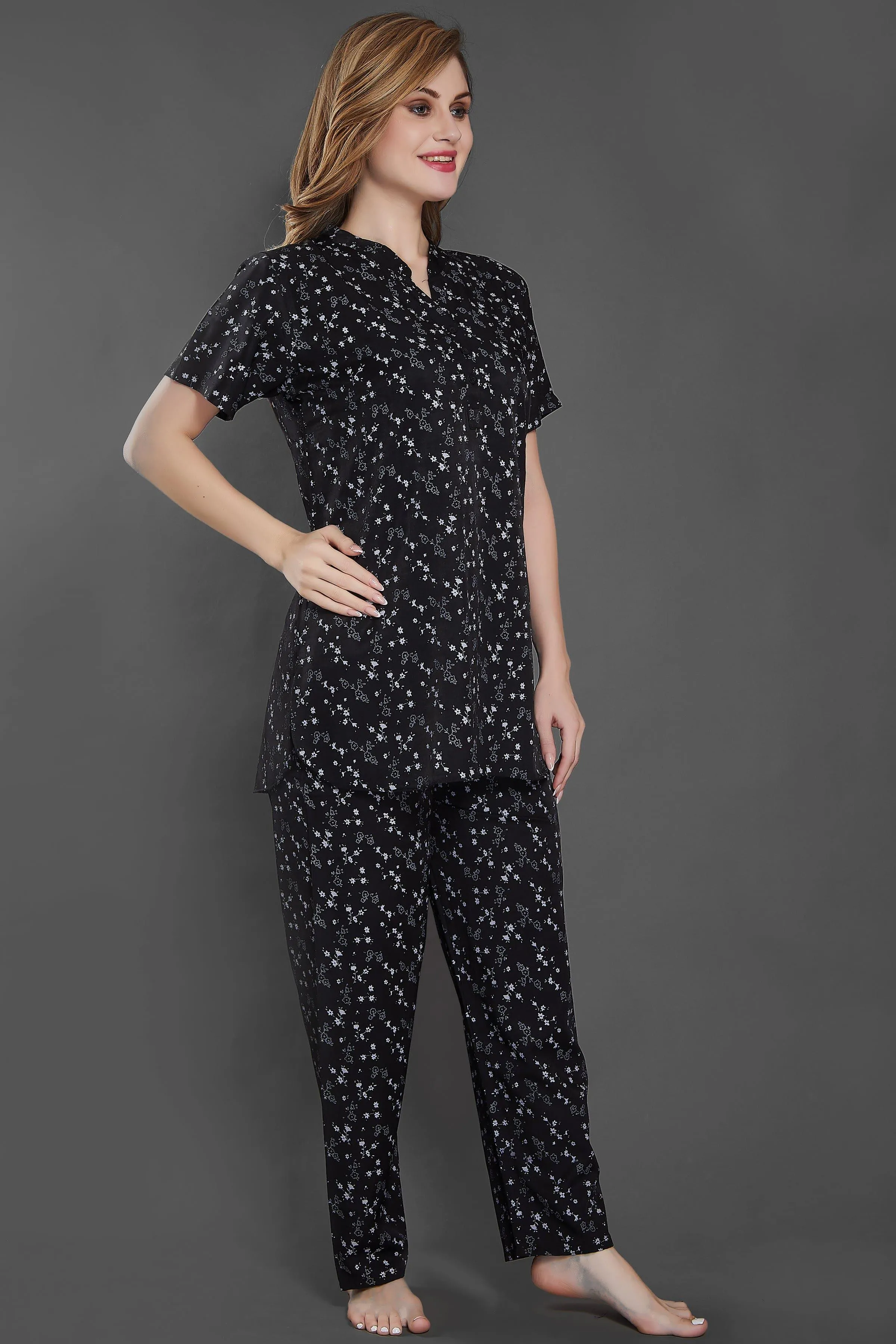 Velure Blooms Print Kurti Style Night Suit
