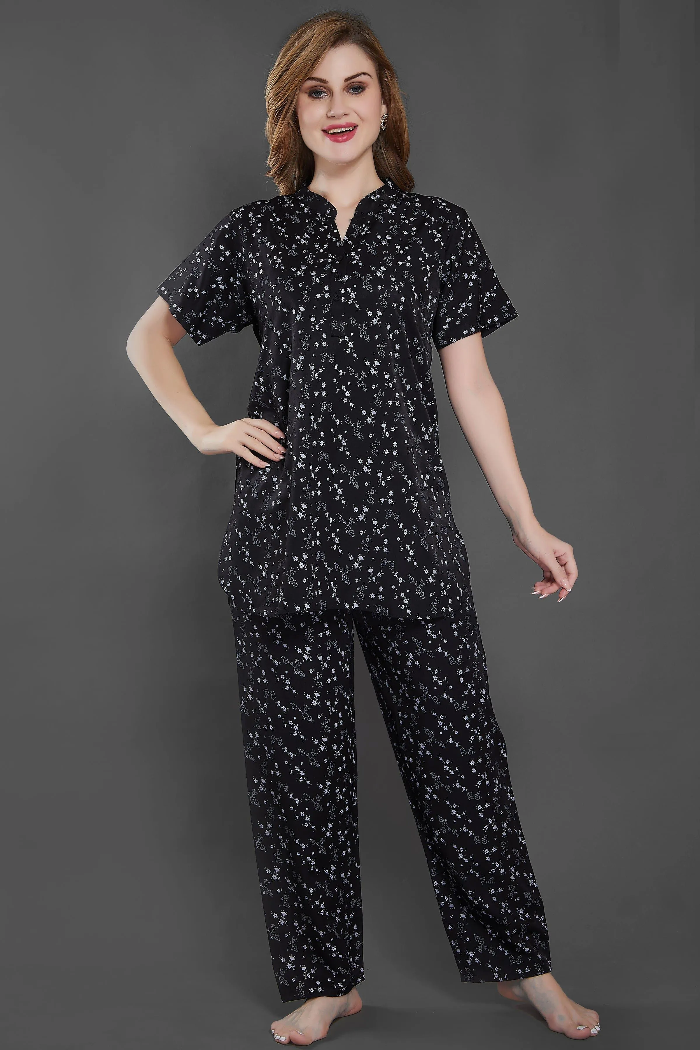 Velure Blooms Print Kurti Style Night Suit
