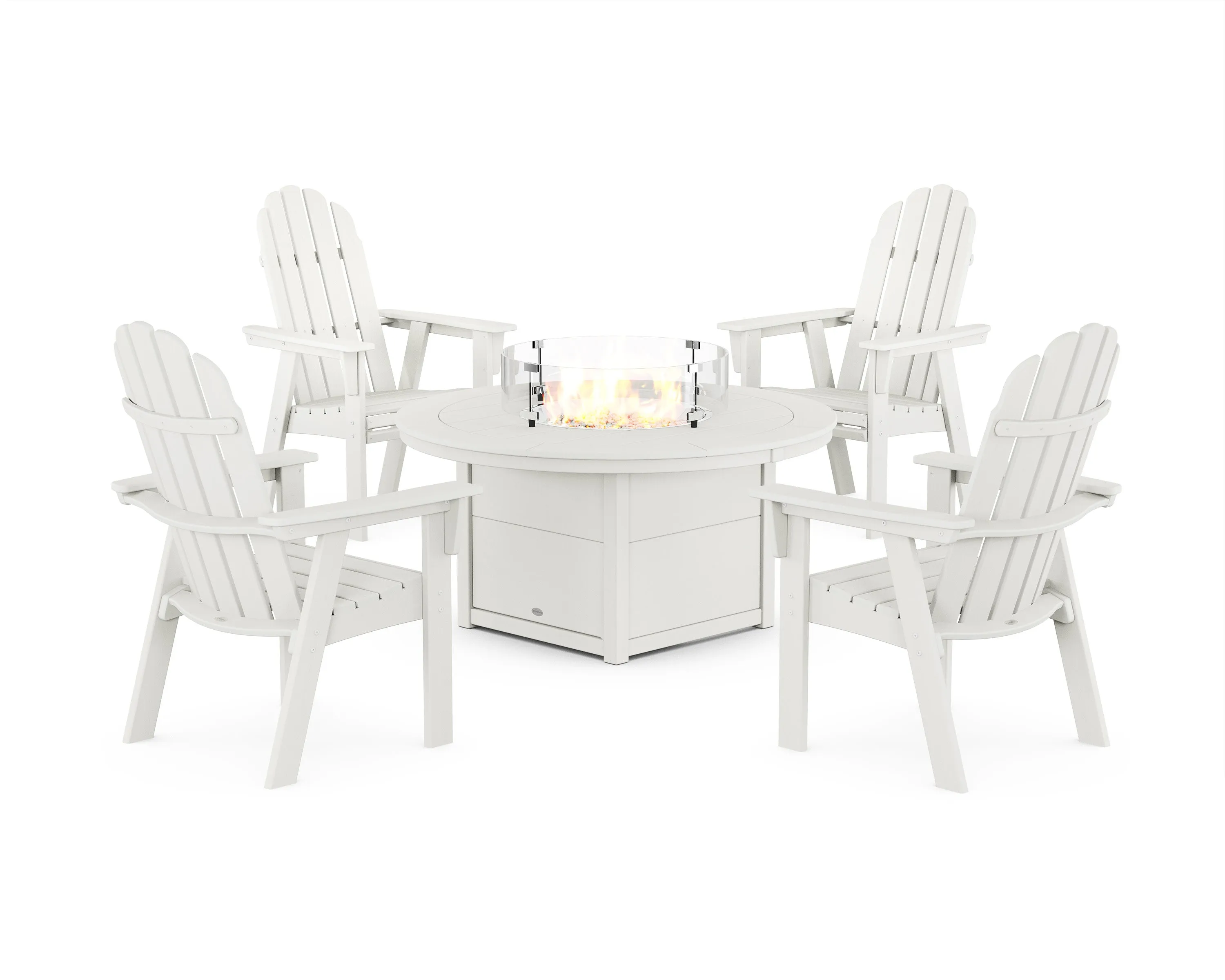 Vineyard 4-Piece Curveback Upright Adirondack Conversation Set with Fire Pit Table