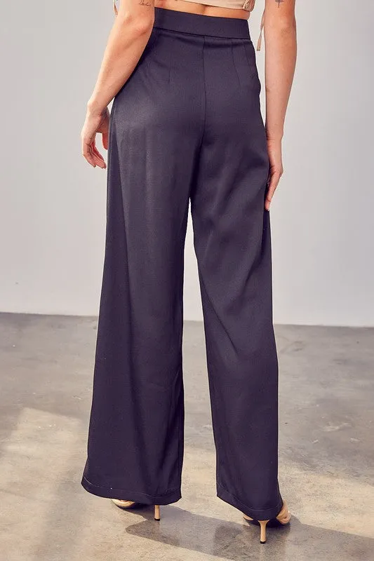 Wide Leg Black Dress Pants