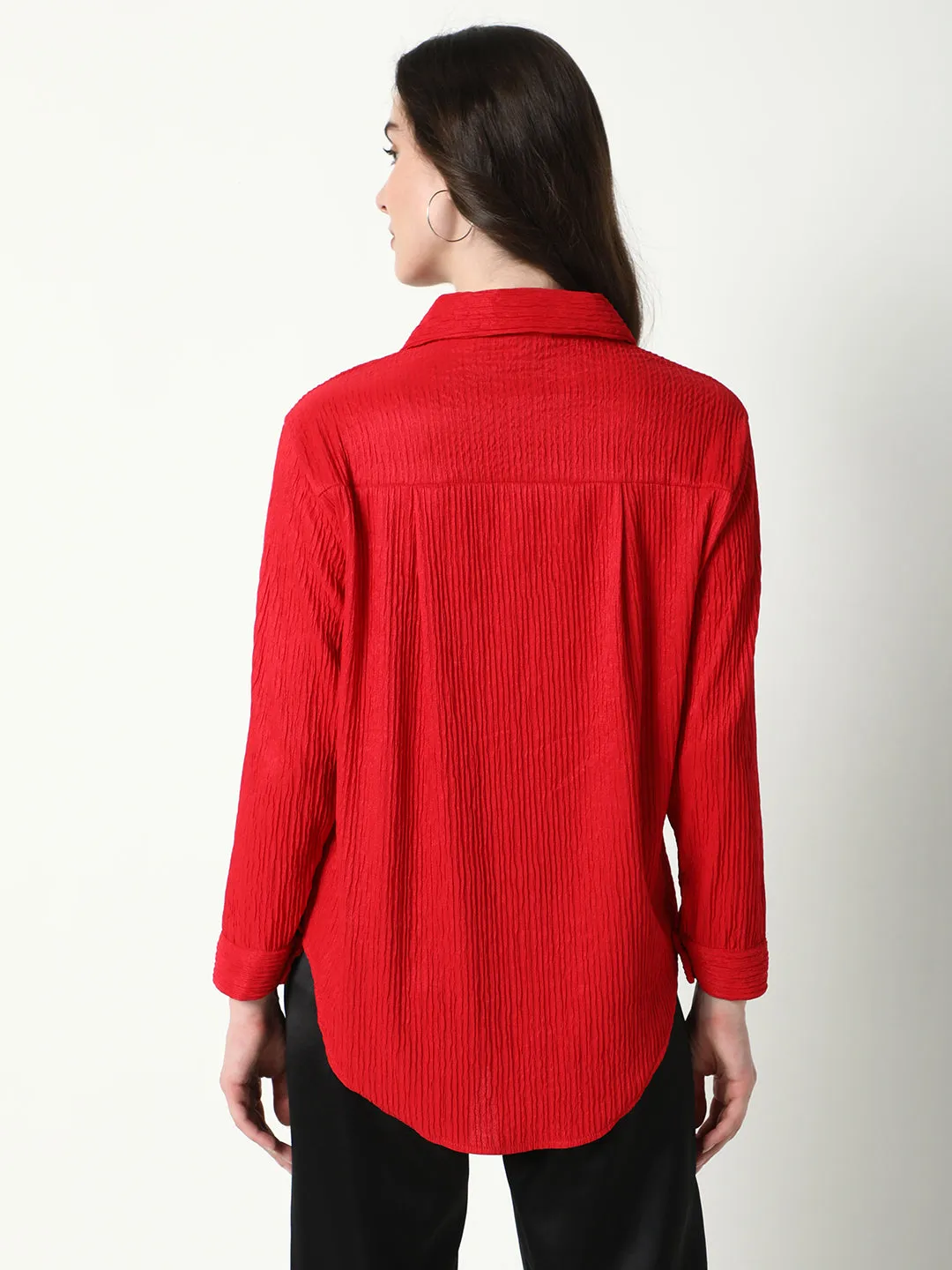 Women Red Solid Shirt